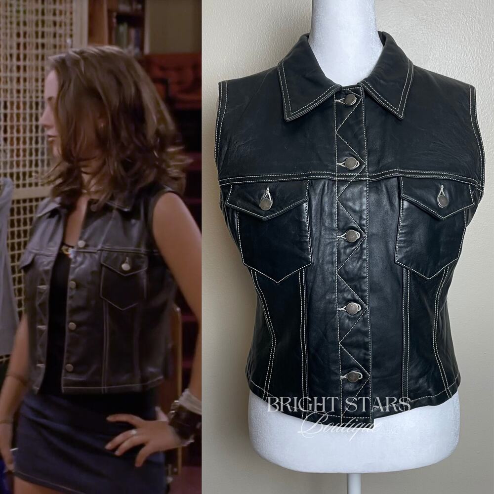 Rare Vintage Leather Wool Vest ASO Faith Lehane BtVS Womens Medium Vintage 90s